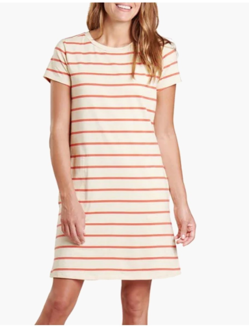 Toad&Co Windmere II dress Women’s size Small Cream Orange/coral stripes pockets